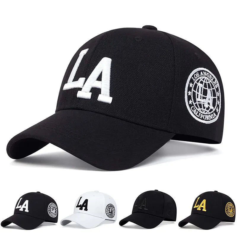 Unisex LA Letter Embroidered Snapback Baseball Cap - Adjustable Outdoor Casual Hat for Spring and Autumn Sun Protection