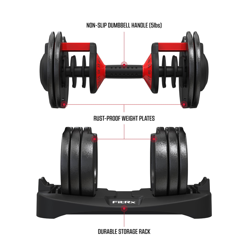 FitRx Adjustable Dumbbells (Pack of 2) Mancuernas Ajustables FitRx (Paquete de 2)
