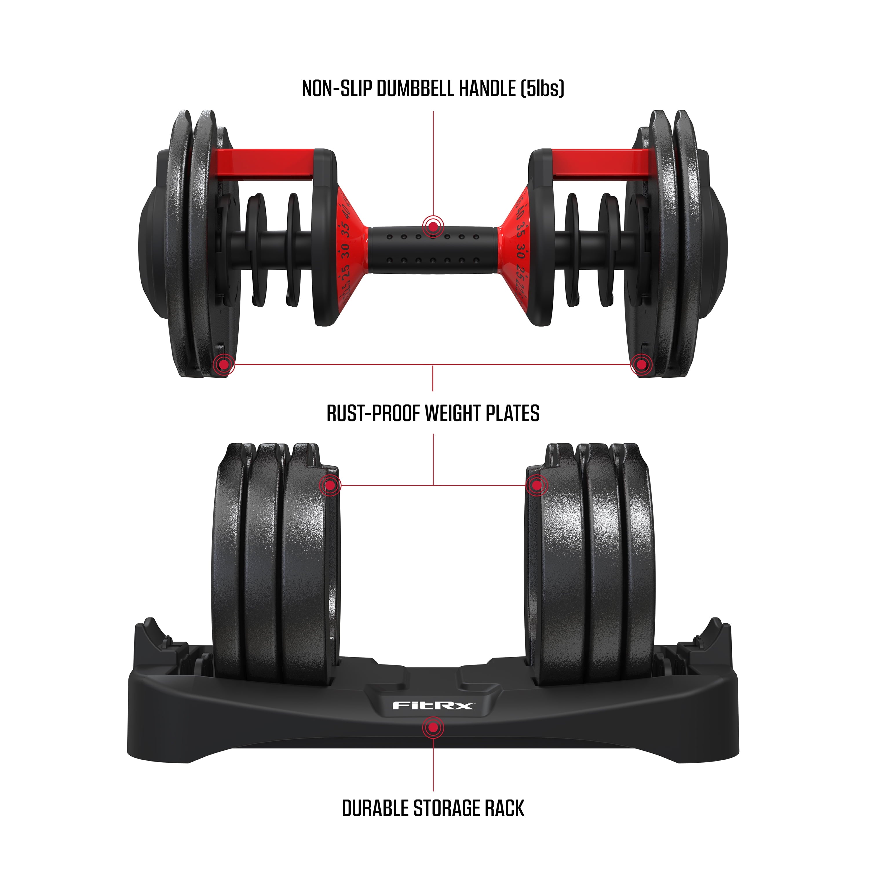 FitRx Adjustable Dumbbells (Pack of 2) Mancuernas Ajustables FitRx (Paquete de 2)