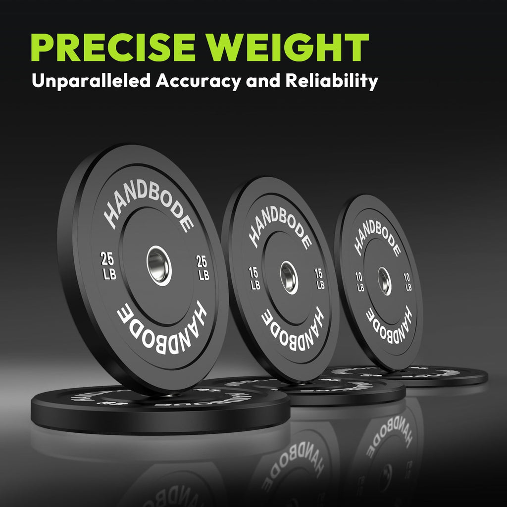 HANDBODE Bumper Plates Set – 320 LB Olympic Rubber Weight Plates (25, 35, 45, 55 LB Pairs)