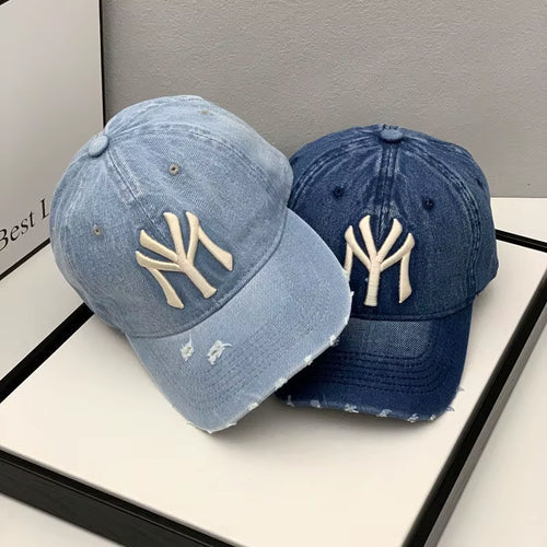 2023 Luxury MY Embroidered Washed Denim Baseball Cap for Men - High-Quality Black Vintage Y2K Dad Hat