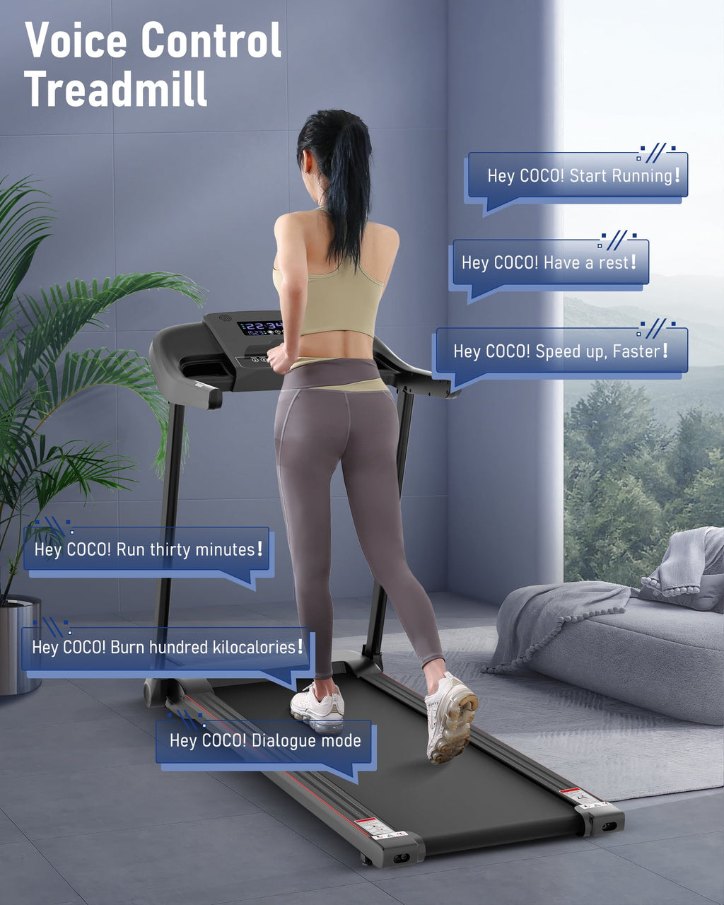 MaxKare Bluetooth Foldable Treadmill with Voice Control / Caminadora Plegable MaxKare con Bluetooth y Control por Voz