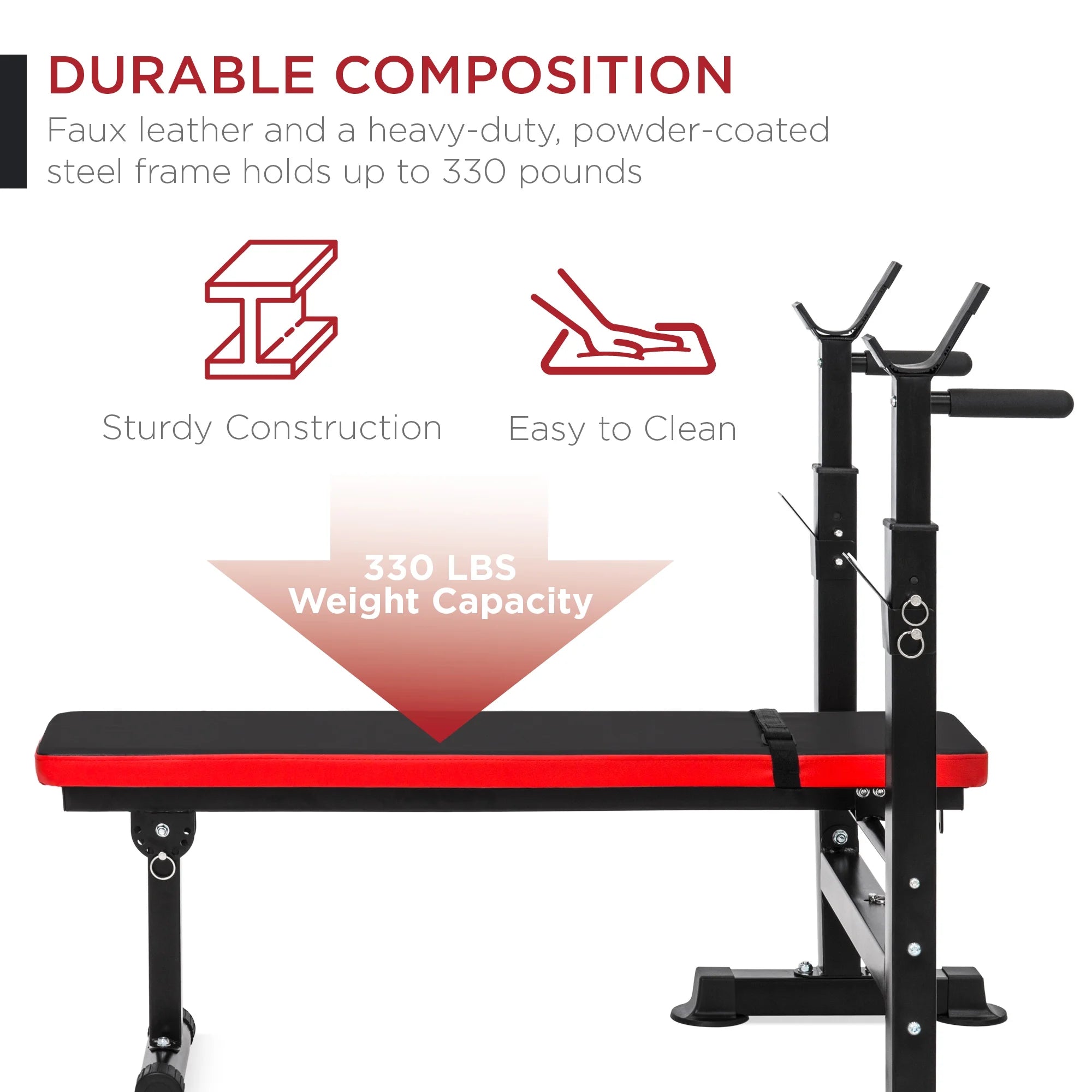 Adjustable Weight Bench – 330 LB Capacity, Full Body Workout, Foldable Design