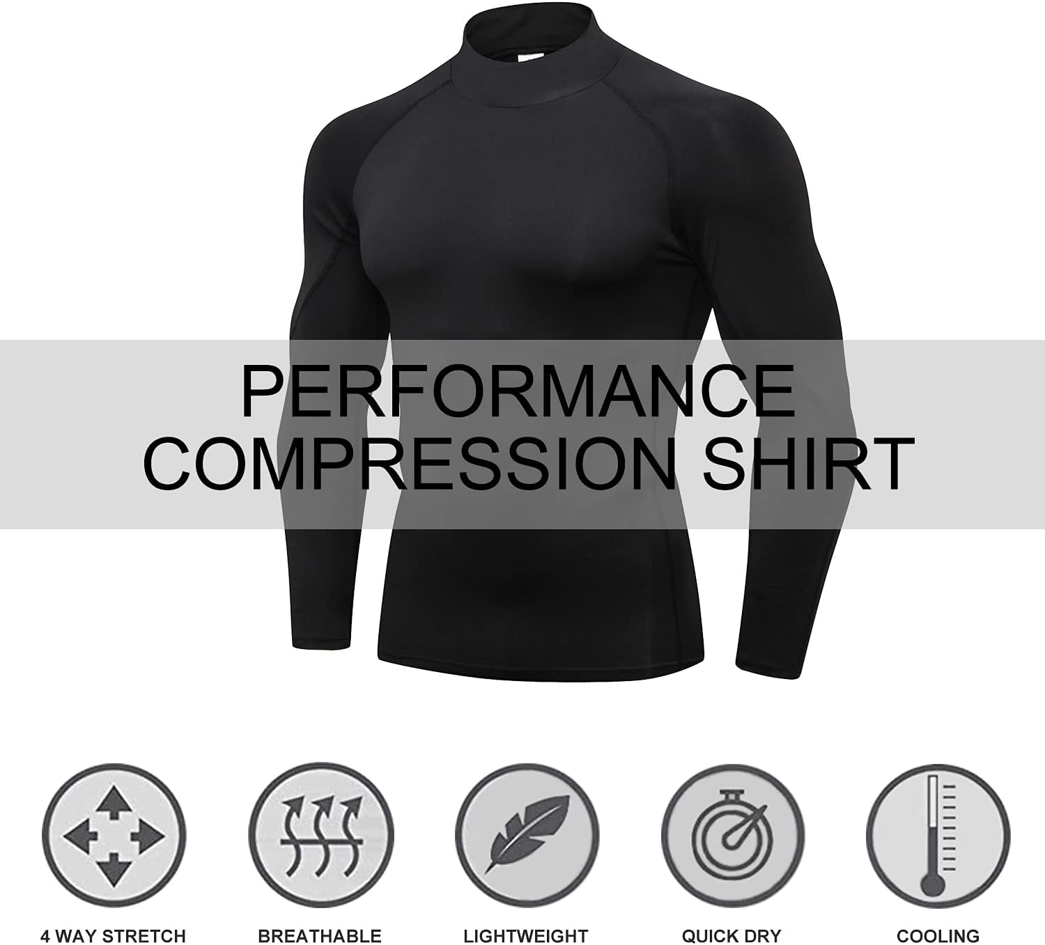 Pack of 3 Compression Long Sleeve Shirts Paquete de 3 Camisetas de Compresión de Manga Larga
