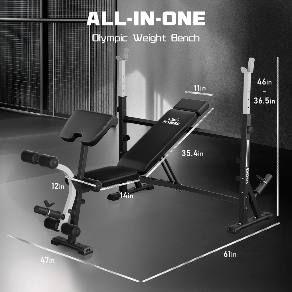 Olympic Weight Bench 1000 lbs – Adjustable Press with Rack, Leg Developer & Preacher Curl / Banco de Pesas Olímpico 1000 lb – Prensa Ajustable con Rack, Desarrollador de Piernas y Banco Scott