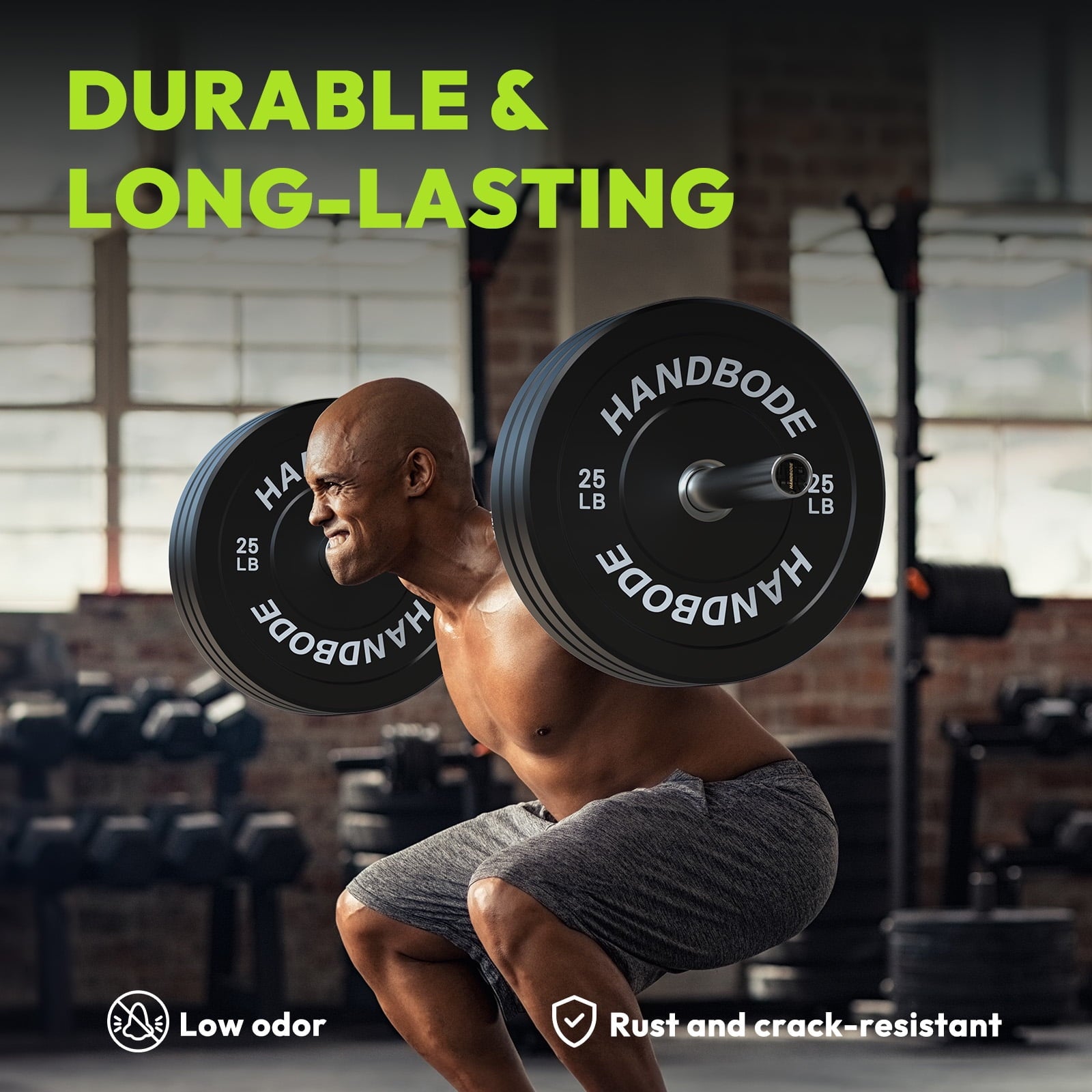 HANDBODE Bumper Plates Set – 320 LB Olympic Rubber Weight Plates (25, 35, 45, 55 LB Pairs)