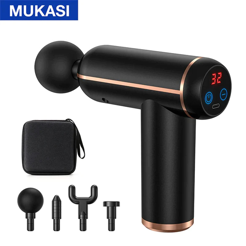 MUKASI Deep Tissue Massage Gun – Portable Percussion Massager for Neck, Body & Muscle Recovery/MUKASI Pistola de Masaje de Tejido Profundo – Masajeador Percusivo Portátil para Cuello, Cuerpo y Recuperación Muscular