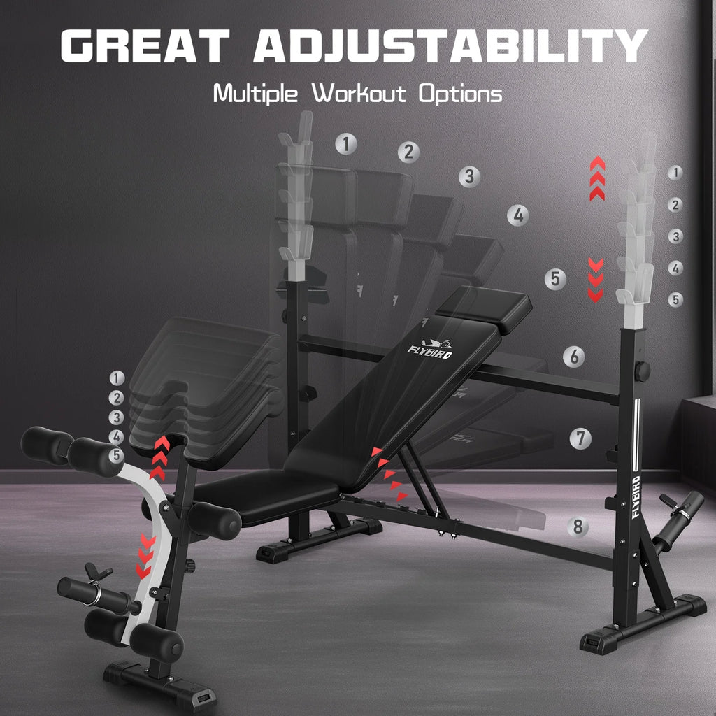 Olympic Weight Bench 1000 lbs – Adjustable Press with Rack, Leg Developer & Preacher Curl / Banco de Pesas Olímpico 1000 lb – Prensa Ajustable con Rack, Desarrollador de Piernas y Banco Scott