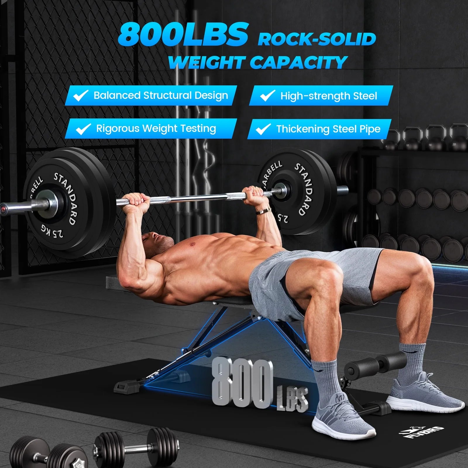 Adjustable Weight Bench – Foldable, 800 lb Capacity / Banco de Pesas Ajustable – Plegable, Capacidad de 800 lb