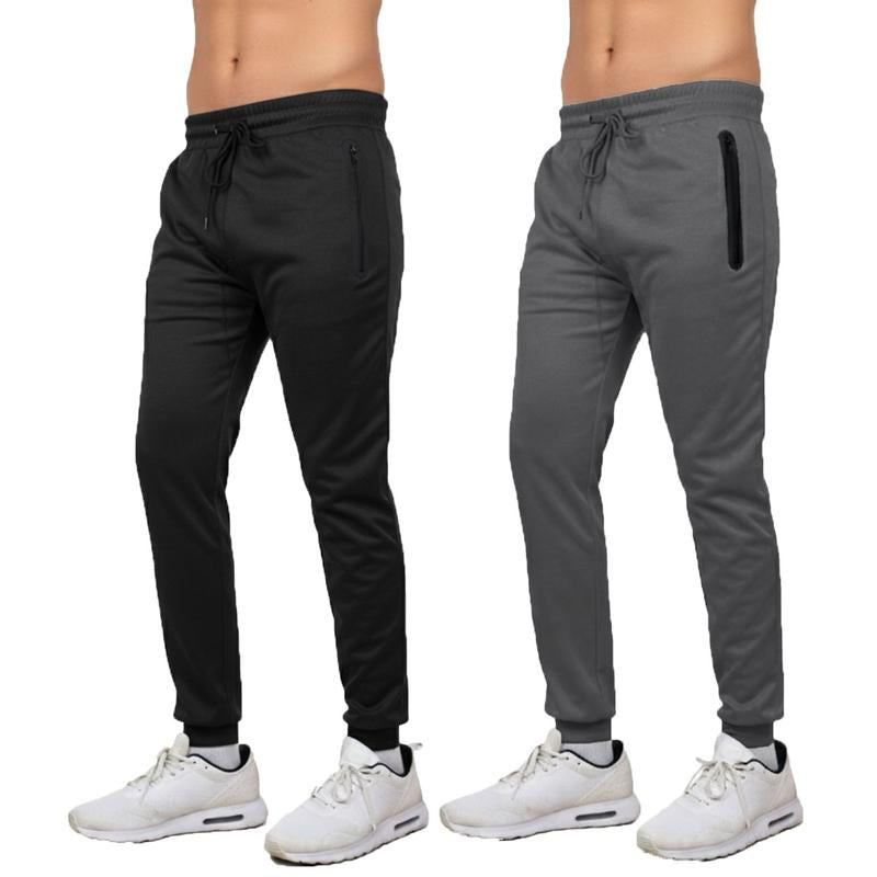 Men'S Multi Pack Performance Tech Joggers Sweatpants with Heat Seal Zipper Side Pockets