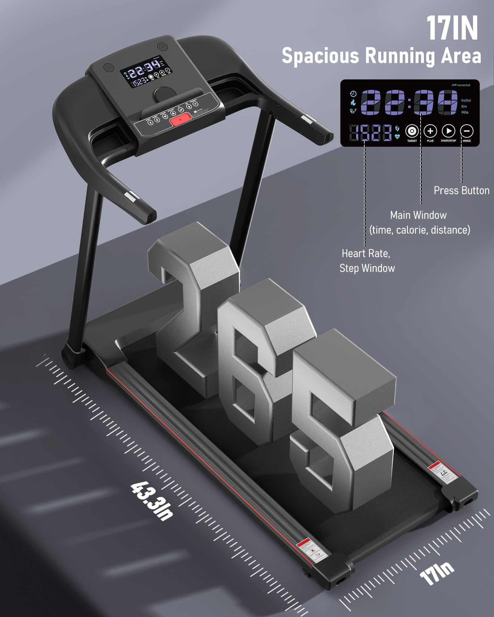 MaxKare Bluetooth Foldable Treadmill with Voice Control / Caminadora Plegable MaxKare con Bluetooth y Control por Voz
