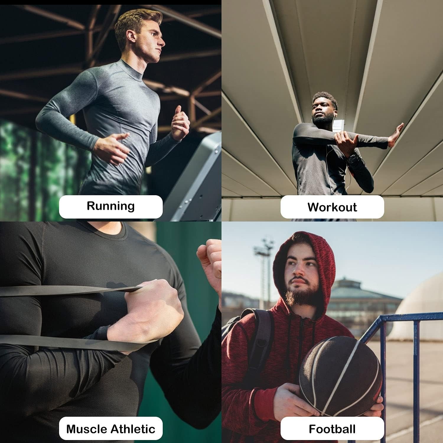 Pack of 3 Compression Long Sleeve Shirts Paquete de 3 Camisetas de Compresión de Manga Larga