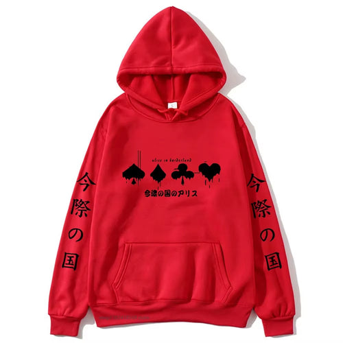 Alice in Borderland Hoodies Men Cartoon Cards Sweatshirt Harajuku Graphic Streetwear Women Anime Tops Men Clothing Y2K Sudaderas