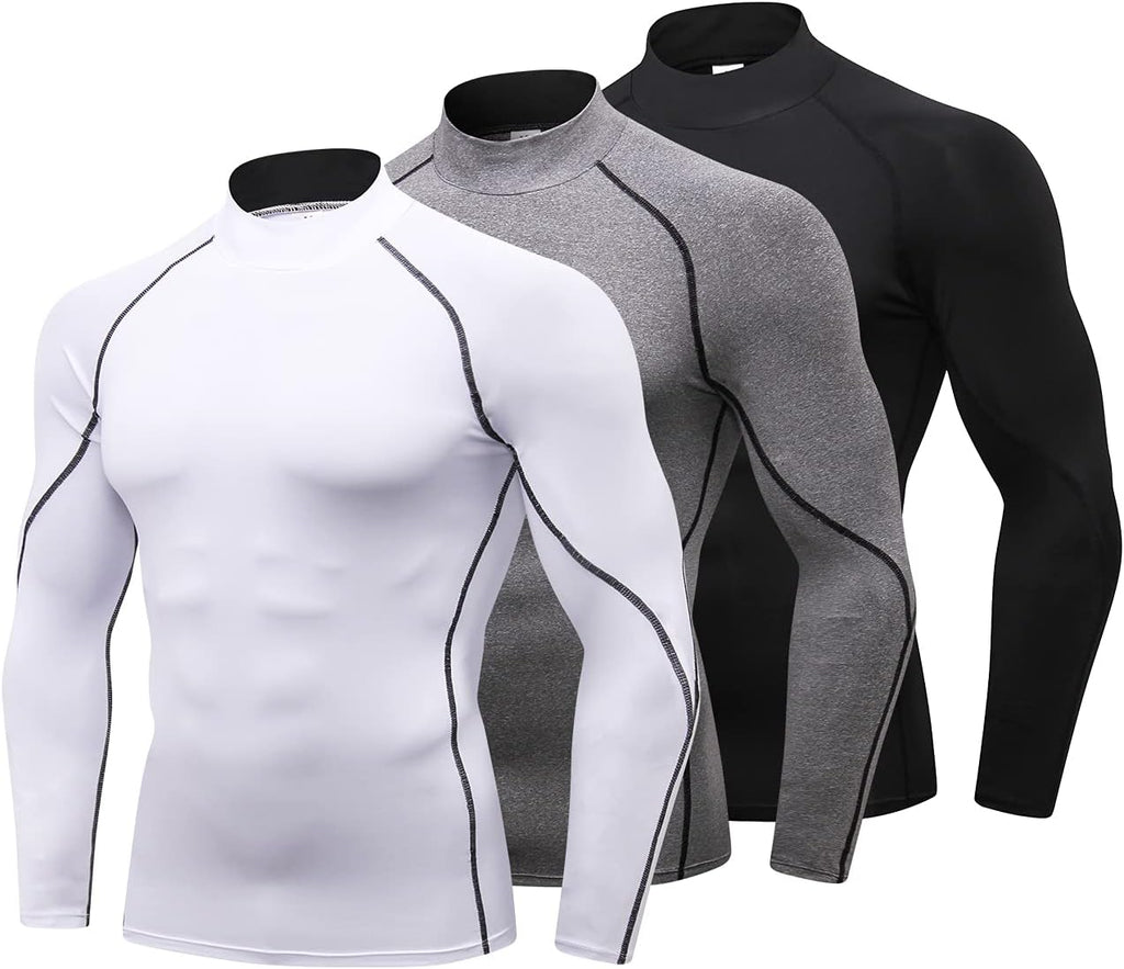Pack of 3 Compression Long Sleeve Shirts Paquete de 3 Camisetas de Compresión de Manga Larga