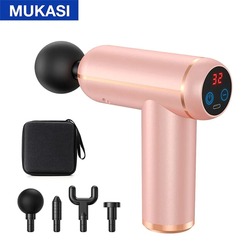 MUKASI Deep Tissue Massage Gun – Portable Percussion Massager for Neck, Body & Muscle Recovery/MUKASI Pistola de Masaje de Tejido Profundo – Masajeador Percusivo Portátil para Cuello, Cuerpo y Recuperación Muscular