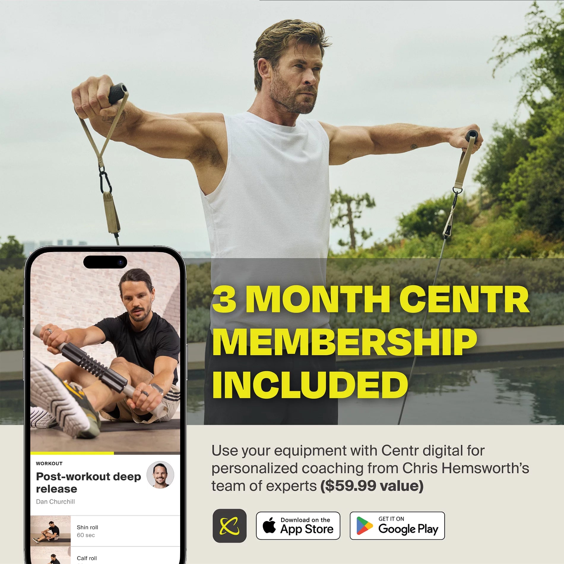 Chris Hemsworth Recovery Kit – 6‑Piece Muscle Relief Set with 3‑Month Membership/Kit de Recuperación Chris Hemsworth – Set de 6 Piezas para Alivio Muscular con Membresía de 3 Meses