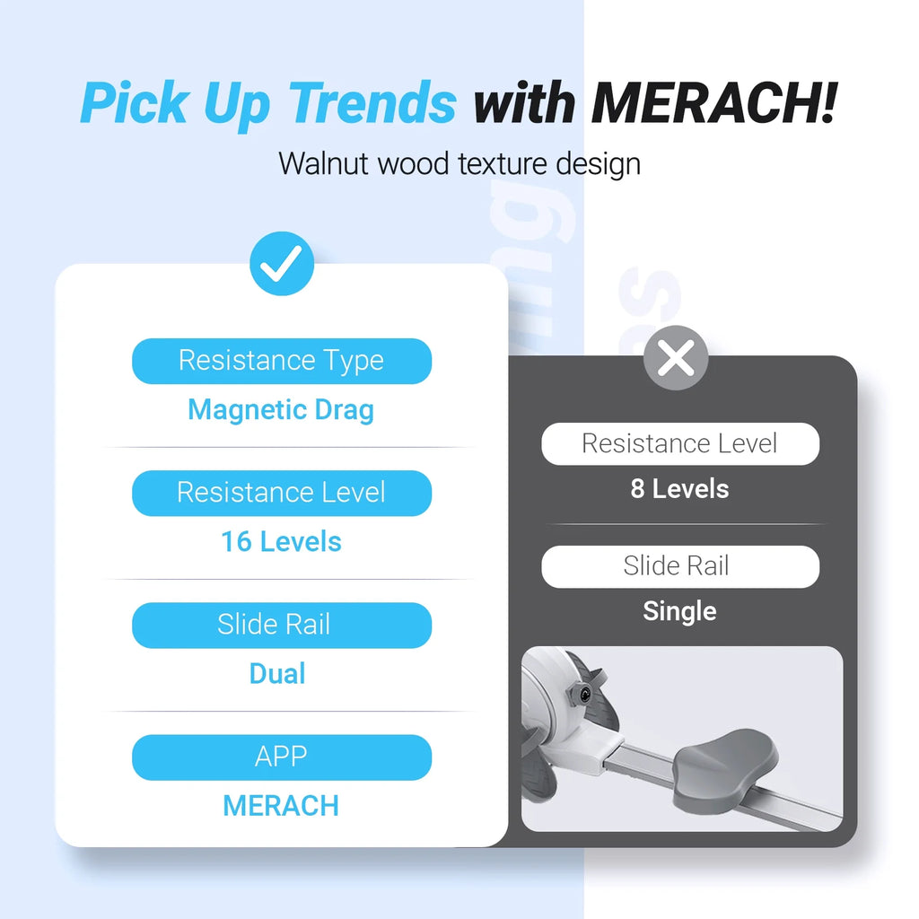 MERACH Magnetic Rowing Machine 350 lb Capacity / Máquina de Remo Magnética MERACH Capacidad 350 lb