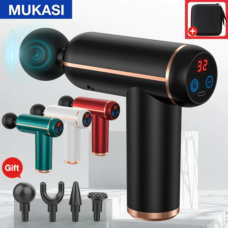 MUKASI Deep Tissue Massage Gun – Portable Percussion Massager for Neck, Body & Muscle Recovery/MUKASI Pistola de Masaje de Tejido Profundo – Masajeador Percusivo Portátil para Cuello, Cuerpo y Recuperación Muscular