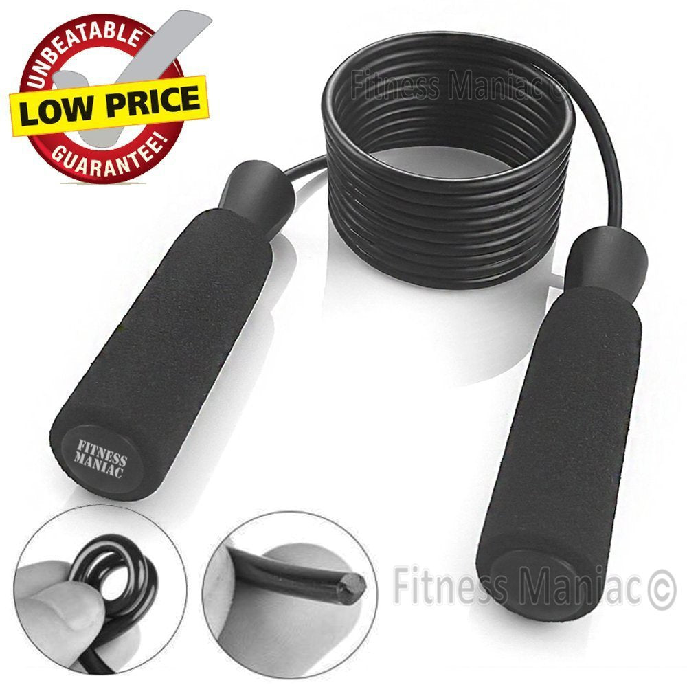 Fitness Maniac Speed Jump Rope with Ball Bearings / Cuerda de Velocidad Fitness Maniac con Rodamientos de Bolas