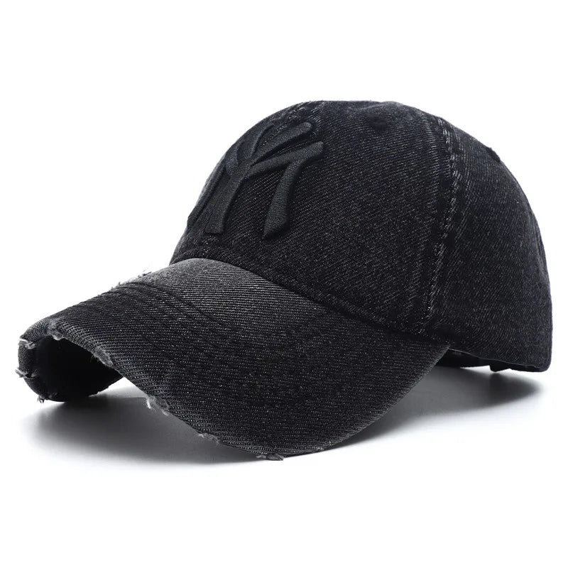 2023 Luxury MY Embroidered Washed Denim Baseball Cap for Men - High-Quality Black Vintage Y2K Dad Hat