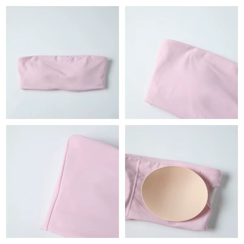  Women’s 2-Piece Fitness Set – Strapless Top + Leggings for Yoga & Workout