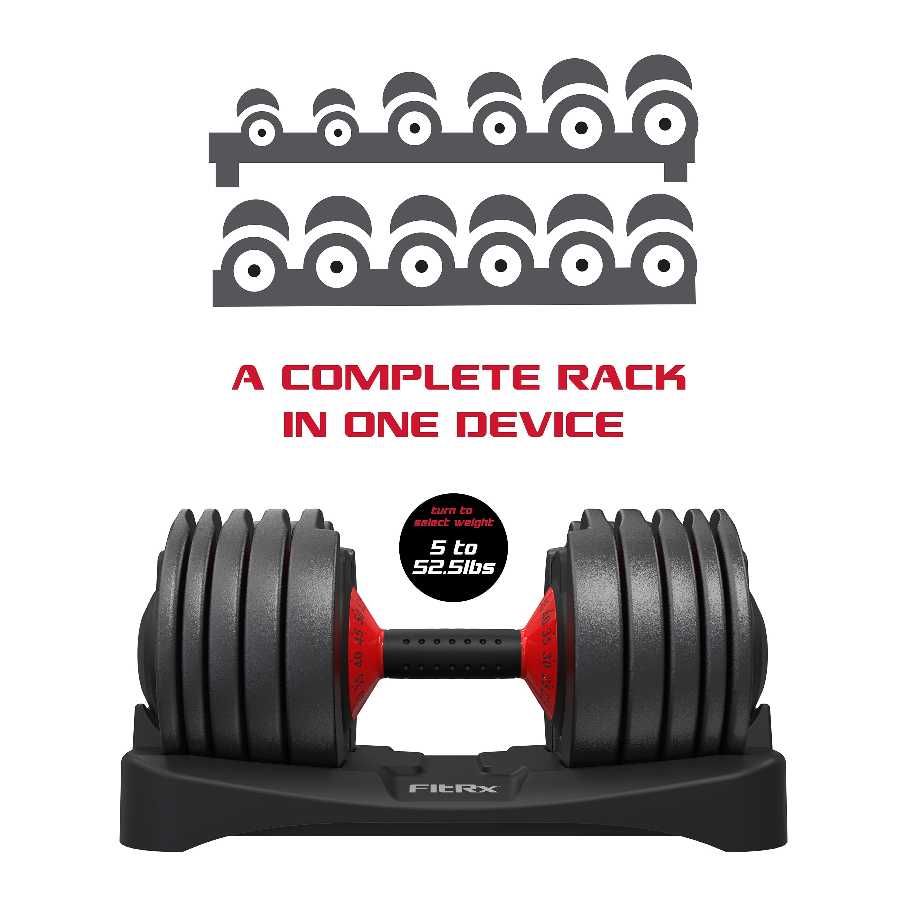 FitRx Adjustable Dumbbells (Pack of 2) Mancuernas Ajustables FitRx (Paquete de 2)