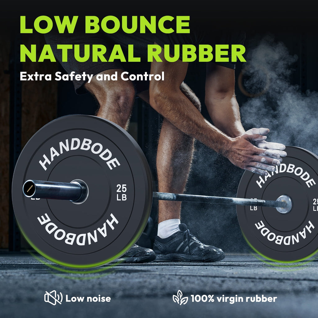 HANDBODE Bumper Plates Set – 320 LB Olympic Rubber Weight Plates (25, 35, 45, 55 LB Pairs)
