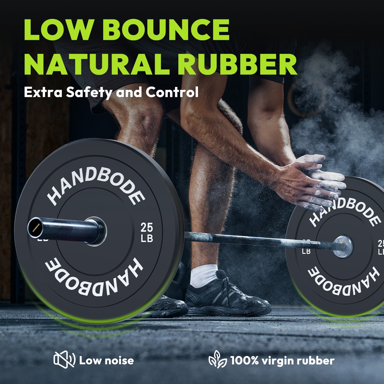 HANDBODE Bumper Plates Set – 320 LB Olympic Rubber Weight Plates (25, 35, 45, 55 LB Pairs)