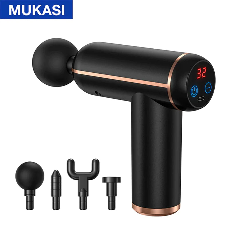 MUKASI Deep Tissue Massage Gun – Portable Percussion Massager for Neck, Body & Muscle Recovery/MUKASI Pistola de Masaje de Tejido Profundo – Masajeador Percusivo Portátil para Cuello, Cuerpo y Recuperación Muscular