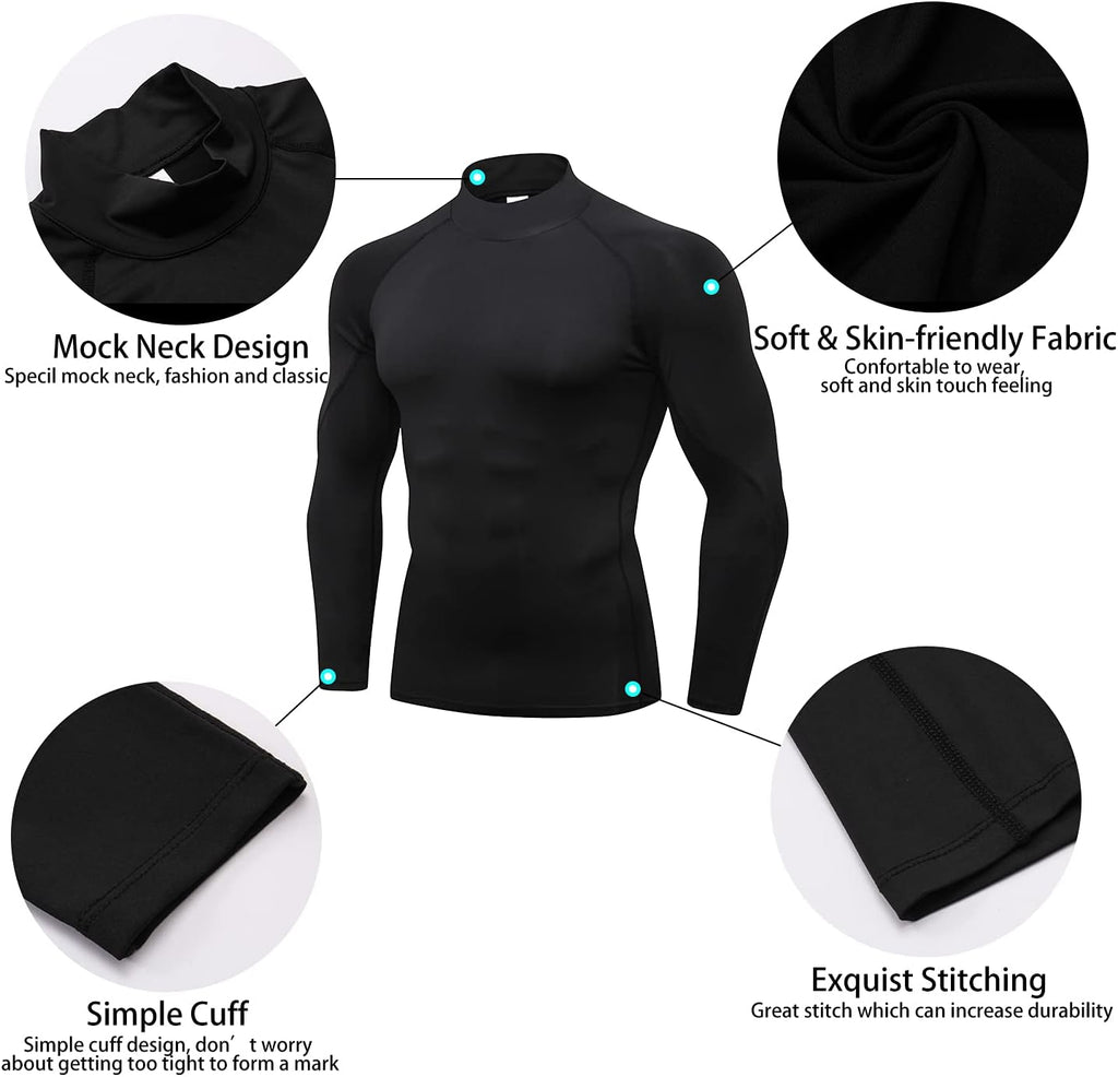 Pack of 3 Compression Long Sleeve Shirts Paquete de 3 Camisetas de Compresión de Manga Larga