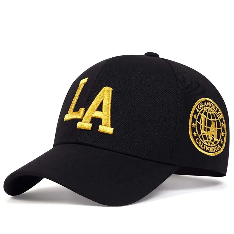 Unisex LA Letter Embroidered Snapback Baseball Cap - Adjustable Outdoor Casual Hat for Spring and Autumn Sun Protection