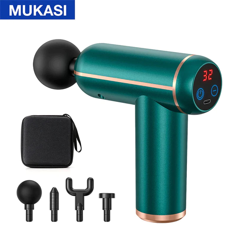 MUKASI Deep Tissue Massage Gun – Portable Percussion Massager for Neck, Body & Muscle Recovery/MUKASI Pistola de Masaje de Tejido Profundo – Masajeador Percusivo Portátil para Cuello, Cuerpo y Recuperación Muscular