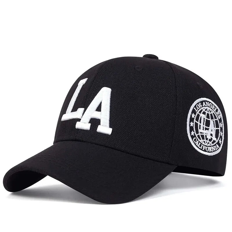 Unisex LA Letter Embroidered Snapback Baseball Cap - Adjustable Outdoor Casual Hat for Spring and Autumn Sun Protection