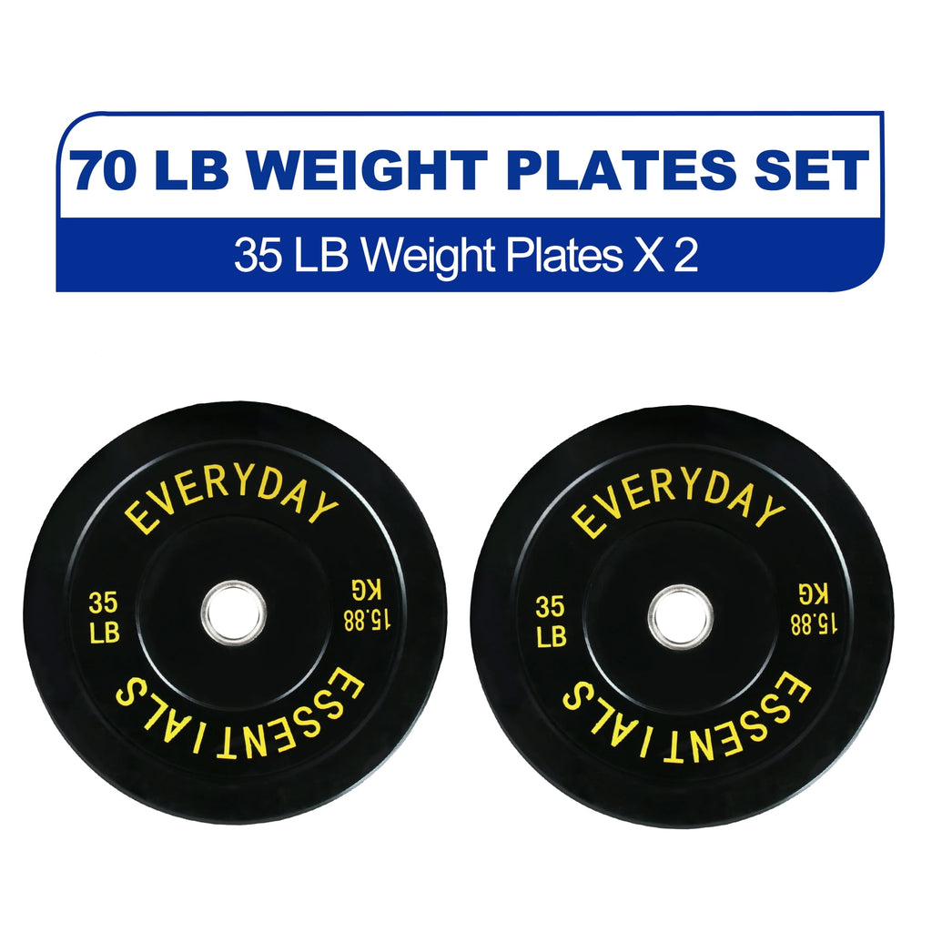 Olympic Bumper Plates Set 210 lb + Barbell – BalanceFrom/Juego de Placas Olímpicas 210 lb + Barra – BalanceFrom