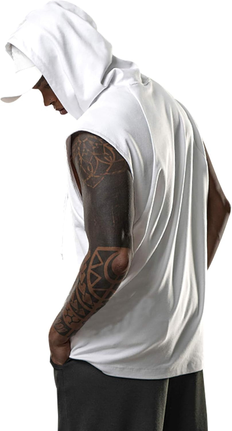 Men's Sleeveless Hooded Tank Tops for Bodybuilding and Gym Workouts