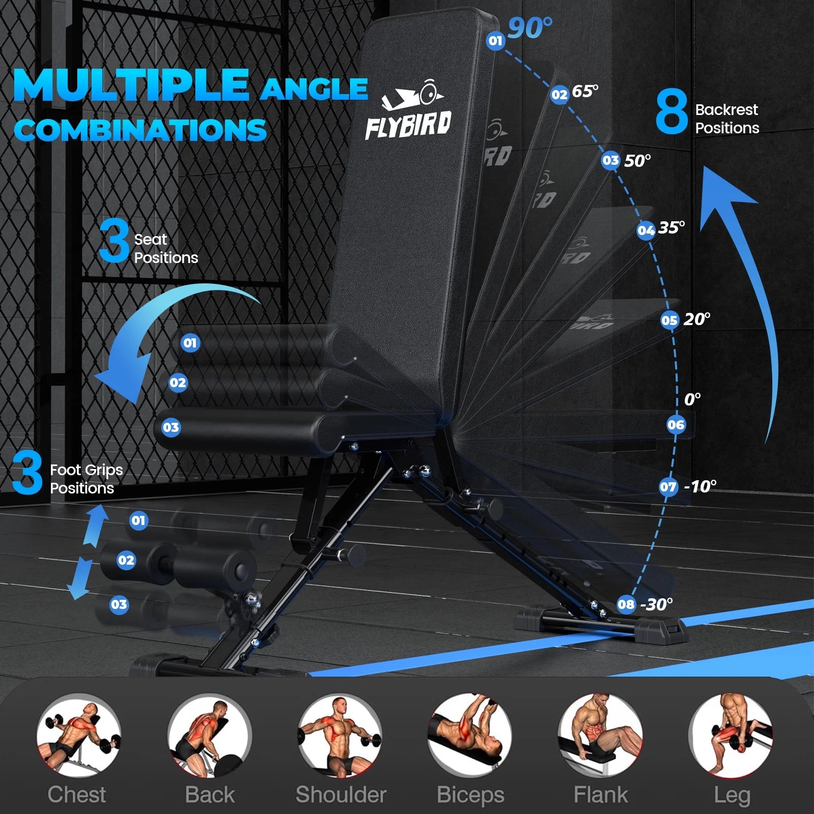 Adjustable Weight Bench – Foldable, 800 lb Capacity / Banco de Pesas Ajustable – Plegable, Capacidad de 800 lb