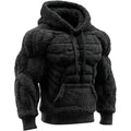 Men’s Muscle Hoodie – Vintage Line Art Street Style Warm Fuzzy Sweatshirt