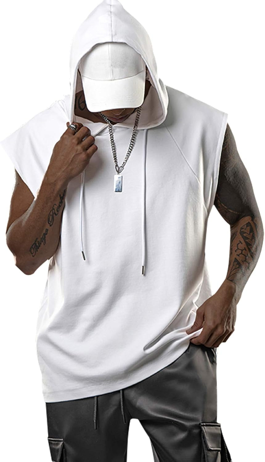 Men's Sleeveless Hooded Tank Tops for Bodybuilding and Gym Workouts
