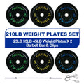Olympic Bumper Plates Set 210 lb + Barbell – BalanceFrom/Juego de Placas Olímpicas 210 lb + Barra – BalanceFrom