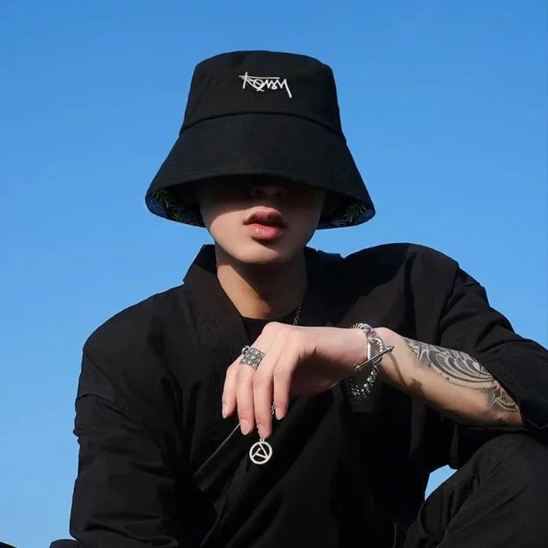 Reversible Wide Brim Bucket Hats for Men and Women - Japanese Graffiti Design Outdoor Sun Caps, Foldable Fisherman Hats