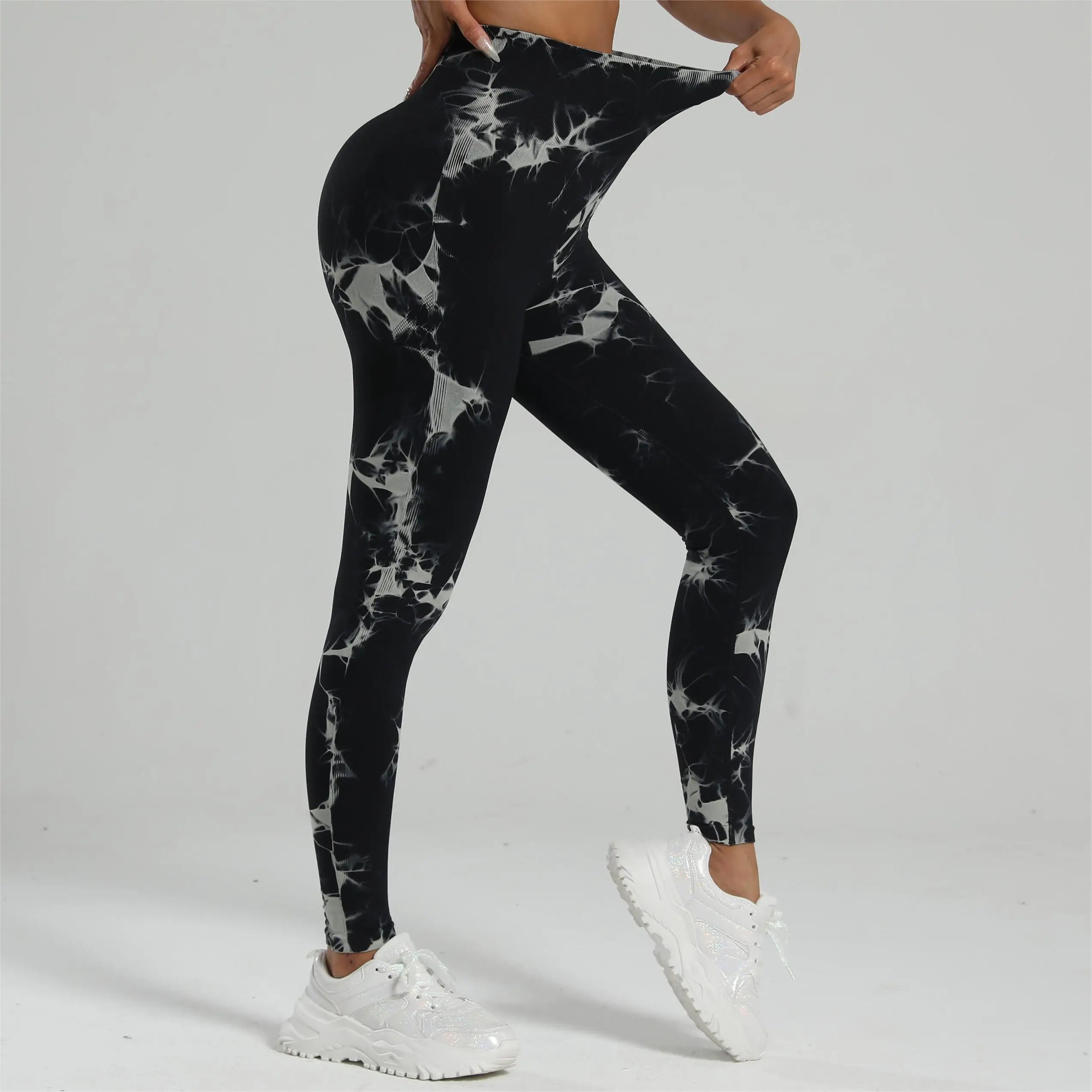 Women's Tie-Dye Seamless Gym Leggings with Push-Up Scrunch Design - High Waist Fitness and Yoga Pants for Optimal Performance