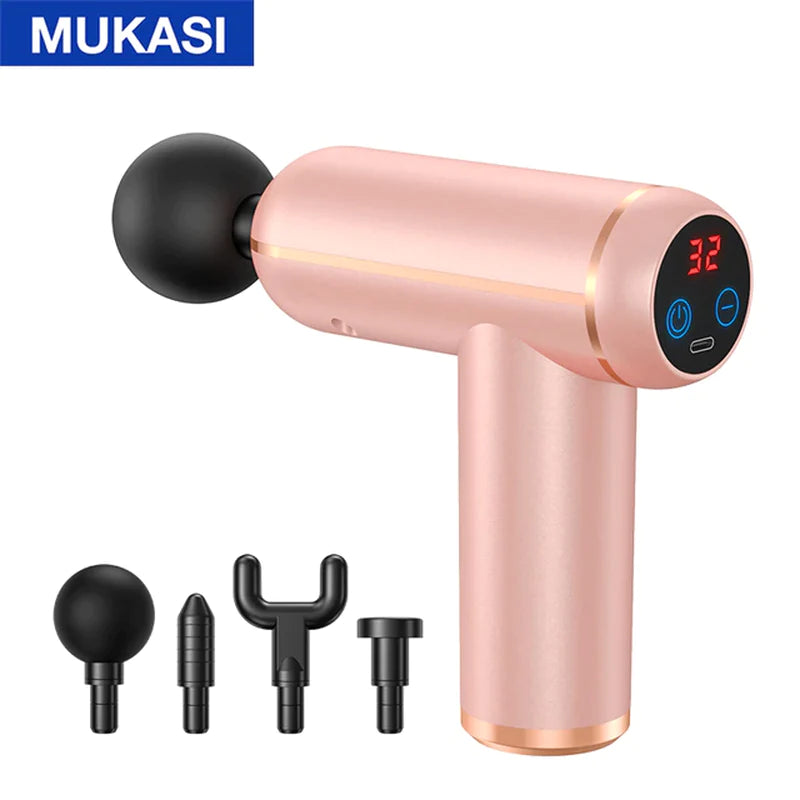 MUKASI Deep Tissue Massage Gun – Portable Percussion Massager for Neck, Body & Muscle Recovery/MUKASI Pistola de Masaje de Tejido Profundo – Masajeador Percusivo Portátil para Cuello, Cuerpo y Recuperación Muscular