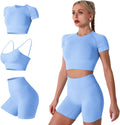 Seamless Women’s Yoga Set – Crop Top & Biker Shorts / Conjunto Deportivo Mujer sin Costuras – Top Corto y Shorts Biker