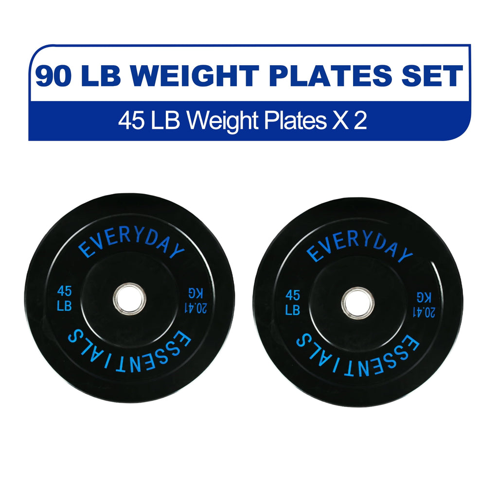 Olympic Bumper Plates Set 210 lb + Barbell – BalanceFrom/Juego de Placas Olímpicas 210 lb + Barra – BalanceFrom