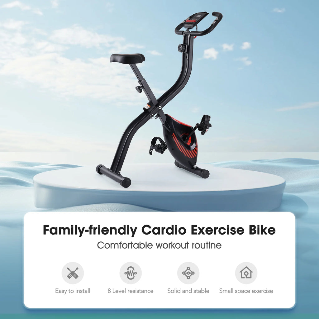 Naipo Foldable Stationary Bike – 16-Level Resistance with Digital Display