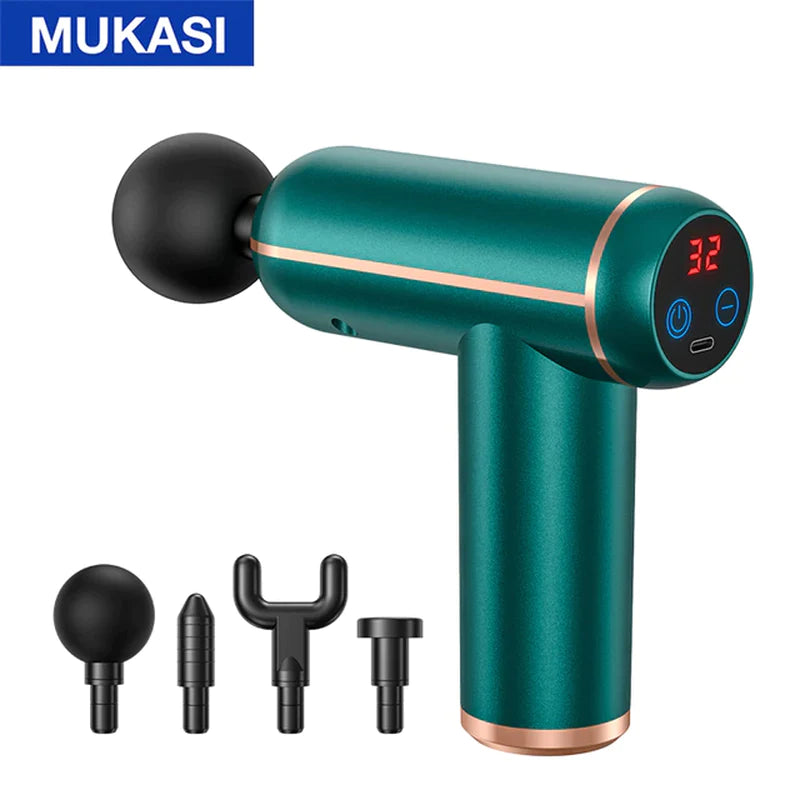 MUKASI Deep Tissue Massage Gun – Portable Percussion Massager for Neck, Body & Muscle Recovery/MUKASI Pistola de Masaje de Tejido Profundo – Masajeador Percusivo Portátil para Cuello, Cuerpo y Recuperación Muscular