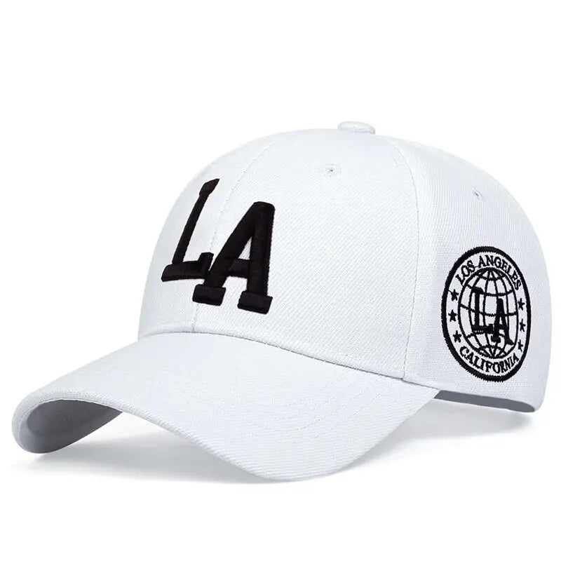Unisex LA Letter Embroidered Snapback Baseball Cap - Adjustable Outdoor Casual Hat for Spring and Autumn Sun Protection