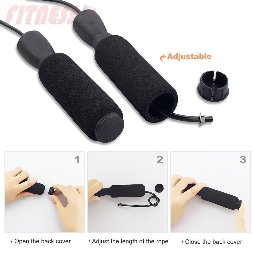 Fitness Maniac Speed Jump Rope with Ball Bearings / Cuerda de Velocidad Fitness Maniac con Rodamientos de Bolas